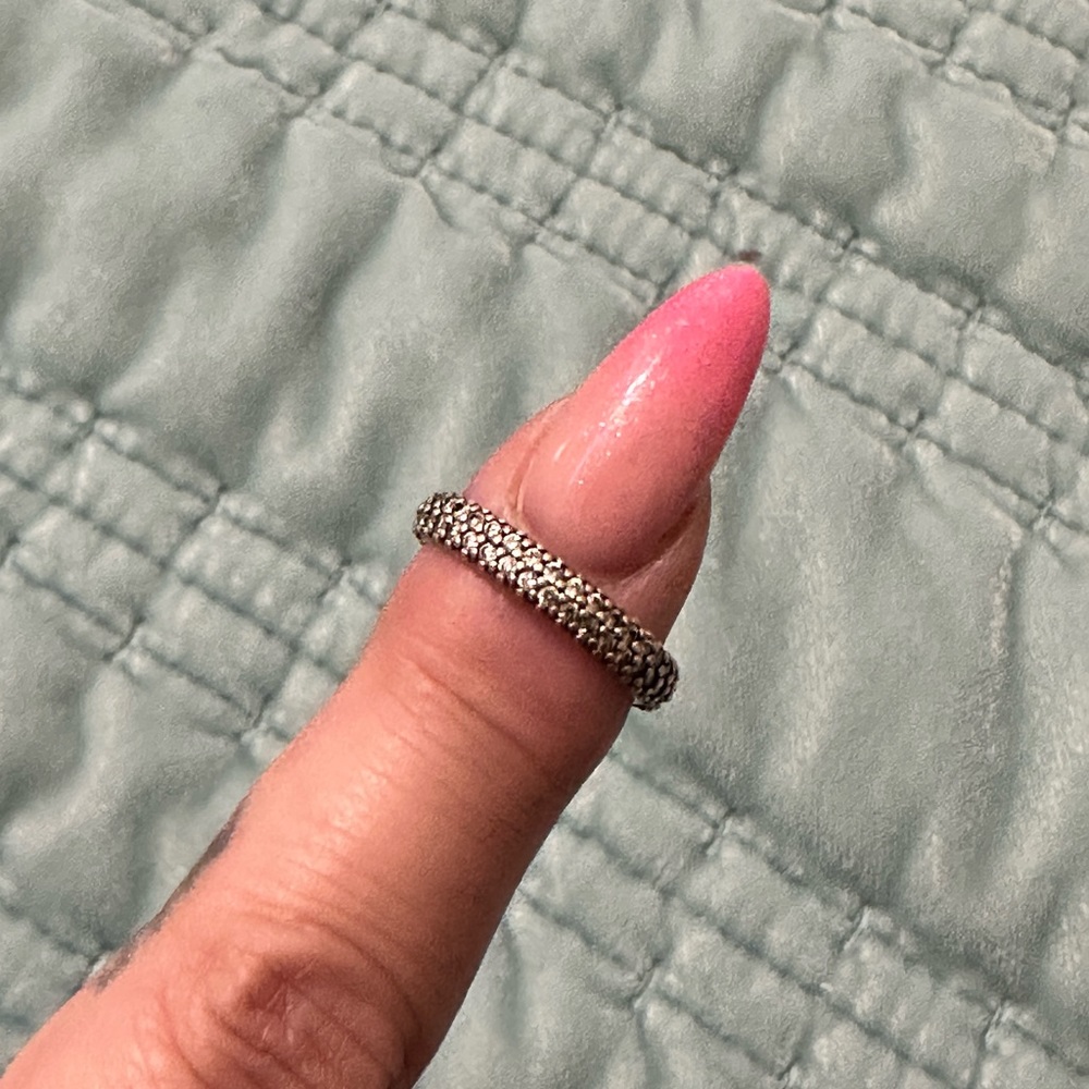 Pandora ring. Size 5. No missing stones. Sterling silver.